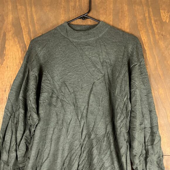 Bachrach Mens Sweater Green Crew Neck 100% Extra Fine Merino Wool Long Sleeve M - Picture 2 of 12